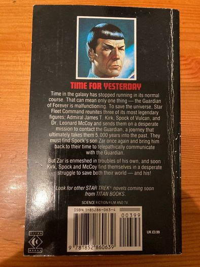 'Star Trek Time For Yesterday' book