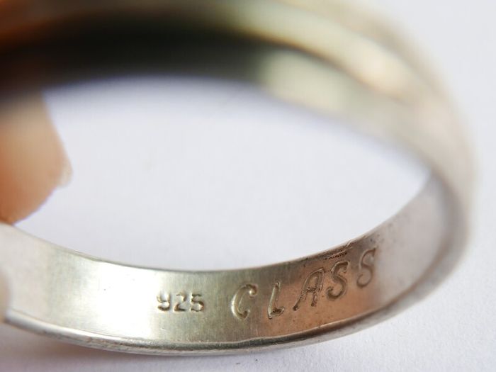 Vintage 925 Sterling Silver Band Men's Ring with Engraving size W - 4,6g