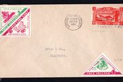 1960 Ireland 2 1/2d Birth Centenaries of Charles Stewart Parnell and Michael Davitt Commemorative Stamp with three One Flag One Country Pollical Label Cover