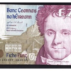 1995 Ireland IR20 Daniel O Connell Banknote Series C. Note issued 20/09/95. Serial number CDB251037