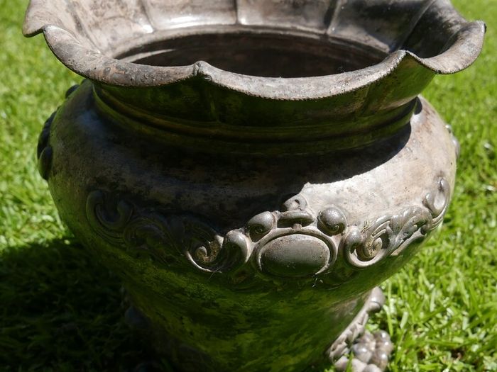 Pretty Victorian Round Metal Planter - Walker and Hall Sheffield