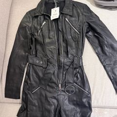 Dressy Black Leather Romper (Size - Medium - EUR)