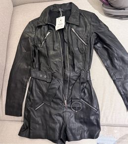 Dressy Black Leather Romper (Size - Medium - EUR)