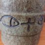 Stunning and Rare Vintage Mid Century West Germany Pottery Lidded and Single-Handled Decanter Bottle in Olive Green with Fish and Cross Symbols by Streuler, Pre 1960's Image 9