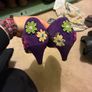 Decorated purple shoes with flowers and leaves Image 3