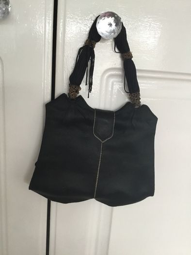 Vintage black satin evening bag.