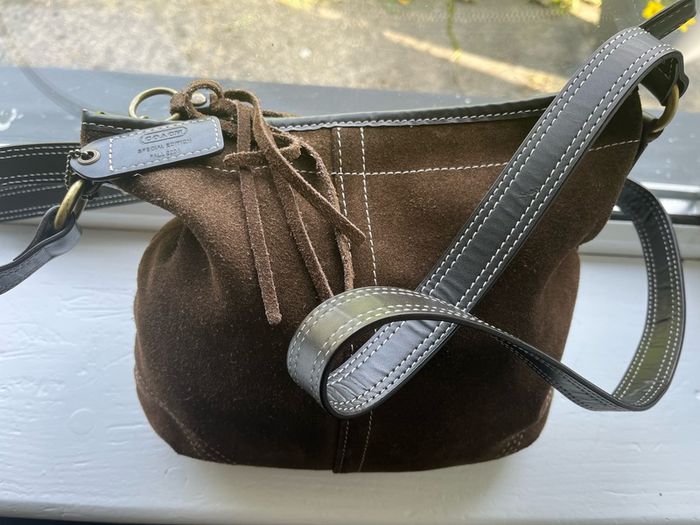 Coach Handbag Suede Brown Handbag