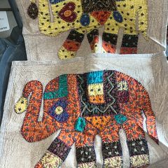 Handmade Indian cushions with elephants