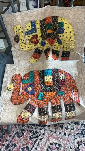 Handmade Indian cushions with elephants