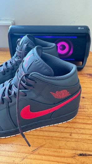 Air Jordan 1 Mid Anthracite Gym Red (Authentic) - Size UK 9 / EU 44
