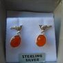 Sterling silver,Carnelian Earrings, New,Stud earrings Image 4