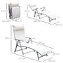Outdoor Recliner Sun Lounger Chair, Steel Frame Folding Chaise Lounge Chair with Headrest, 7 Levels Adjustable Backrest and Breathable Mesh Fabric, Cream White Image 4