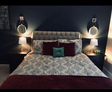King sized bed and headboard