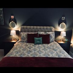 King sized bed and headboard