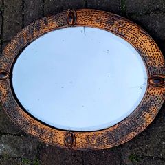 Antique arts & crafts copper mirror