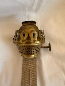 Antique brass oil lamp wick holder and wick