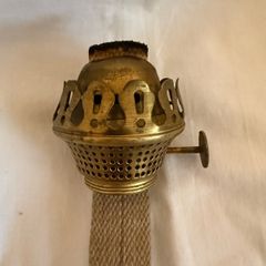 Antique brass oil lamp wick holder and wick