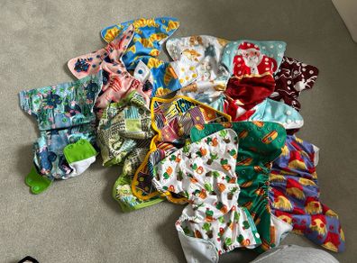 Cloth Nappy - pocket nappies no brand 9 nappies and 2 wraps