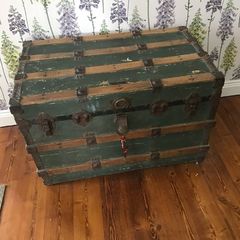 Antique 1912 Trunk with Original Stamp plate