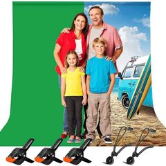 Green Screen Background Kit, 2m x 3m (9.5 x 6.5 ft) Photography Backdrop, Portable GreenScreen for Live Streaming, Zoom Meeting, Gaming, Portrait, Video Shooting (FREE POSTAGE)