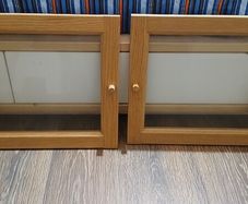 Bookcase- Glass doors, oak effect, 40x35 cm