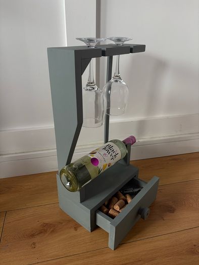 Handcrafted Wine Bottle and Glass Holder