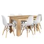 6 Seater Wooden Dining Table Set Nordic Style Oak Image 5