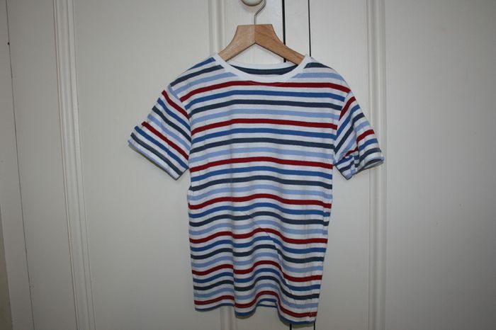 Boys Navy, Blue, Red and White Striped Short Sleeve To Age 6 - 7 Years