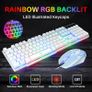 Raptor White Gaming Keyboard And Mouse Set With Large Mouse Pad, Rainbow LED Illustrated Keys, USB Wired Desktop Combo, UK Layout, For Desktop PC, Laptop, PS4, PS5, Xbox One Image 2