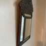 Antique Ornate Dutch Brass Repousse Cushion Wall Mirror Bevelled Glass Image 8