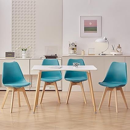 Set of 4 Scandinavian Dining Chairs, Upholstered Chairs with Beech Wood Legs for Dining Room, Living Room, Bedroom, Kitchen