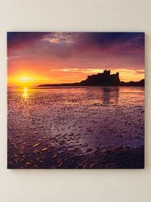 Coastal Castle Sunset Canvas Print 60cm x 60cm