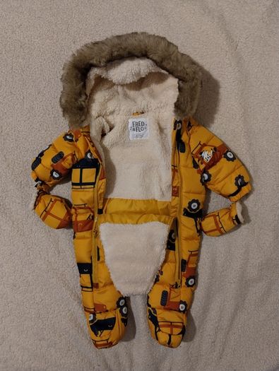 Waterproof Warm Fleece lined hooded SnowSuit & Mitten set