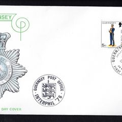 1976 Guernsey Militia Definitive Stamps Addressed First Day Cover (FDC) with additional Interphil 76 cancel