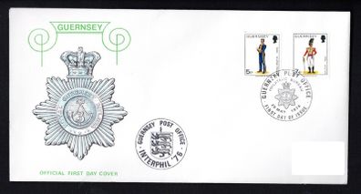 1976 Guernsey Militia Definitive Stamps Addressed First Day Cover (FDC) with additional Interphil 76 cancel
