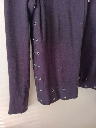 Yuka Dark Brown Cardigan with  Metal Eyelet Detail    Size 14