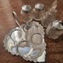 Vintage Glass Condiment Set with Tray Image 4