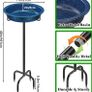 40 Inch Bird Feeding Bowl & Water Point Standing, Metal Bath for Wild Birds, Large Frost-Proof Winterproof (Blue) Image 2