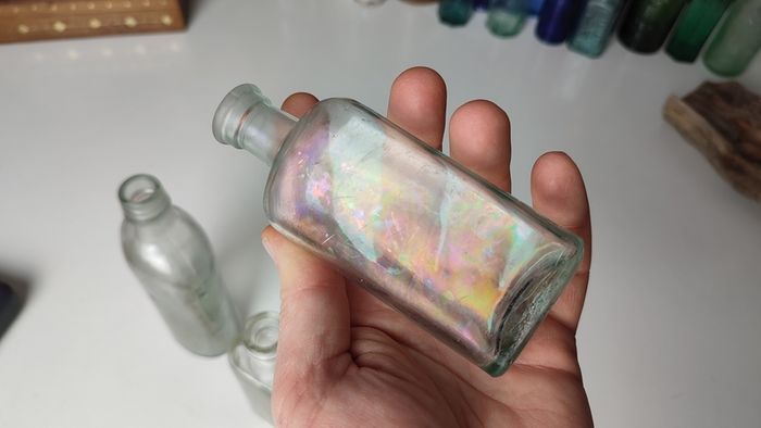 191 - Set of 3 Vintage Cork Top Decorative Collectible Clear Glass Bottles