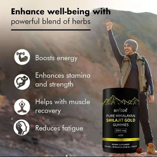 Pure Himalayan Gold Shilajit with Ashwagandha & Gokshura, 60 gummies