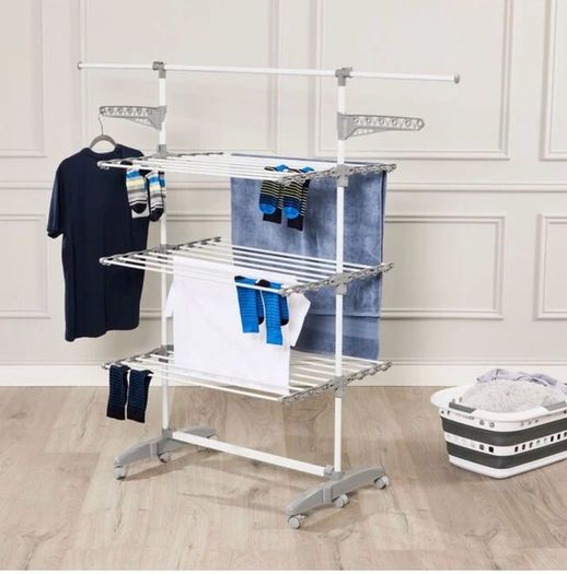 Large foldable drying rack with wheels