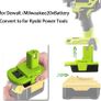 Battery Converter Adapter USB  For RYOBI Convert DEWALT 18-20v Milwaukee  to 18V Battery Adapter Image 6