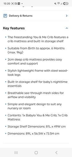 Babylo You & Me Bedside Crib Cot