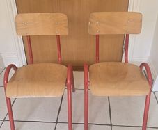 Vintage Red School Chairs  Industrial Mid Century Style
