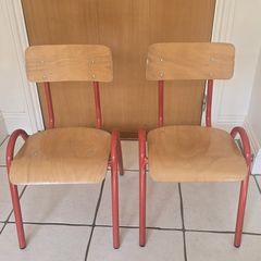 Vintage Red School Chairs  Industrial Mid Century Style