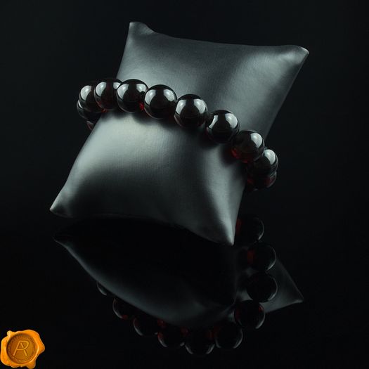 Luxury Dark Cherry Baltic Amber Unisex 12mm Beaded Stretch Bracelet for Men Women Genuine Amber Large Beads