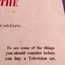 Vintage Booklet. "A Peep Behind The Screens". Advice to people thinking of buying a TV. Image 2