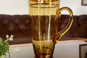 Vintage Hand Blown Amber Tall Glass Cocktail Jug or Vase 1960s