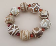 Vintage Burmese Pumtek Pyu Petrified Wood Beads Bracelet