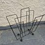 Atomic MidCentury Vintage retro black metal 1950s magazine rack Image 9